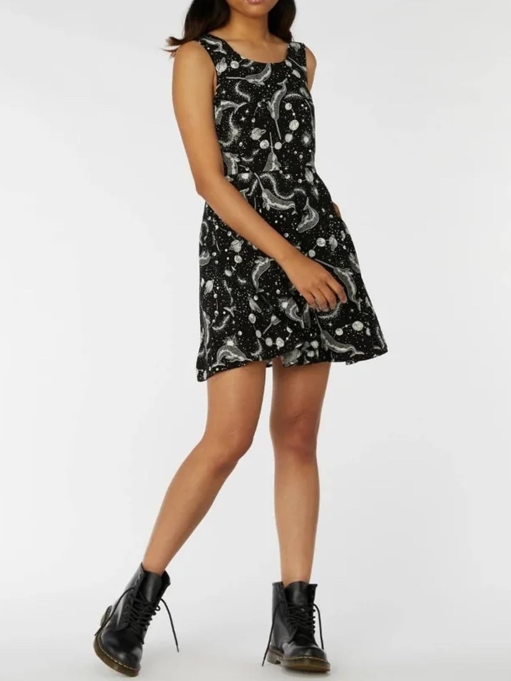 Dangerfield Notorious Narwhal Celestial Fit & Flare Dress Black Size 8